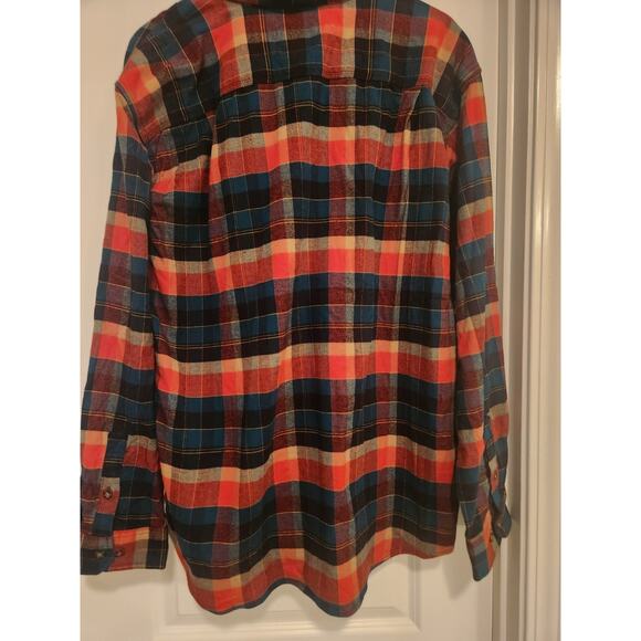 NWT Carthartt Men’s Flannel Button-Down Long Sleeve Orange Blue Shirt M - Picture 3 of 3